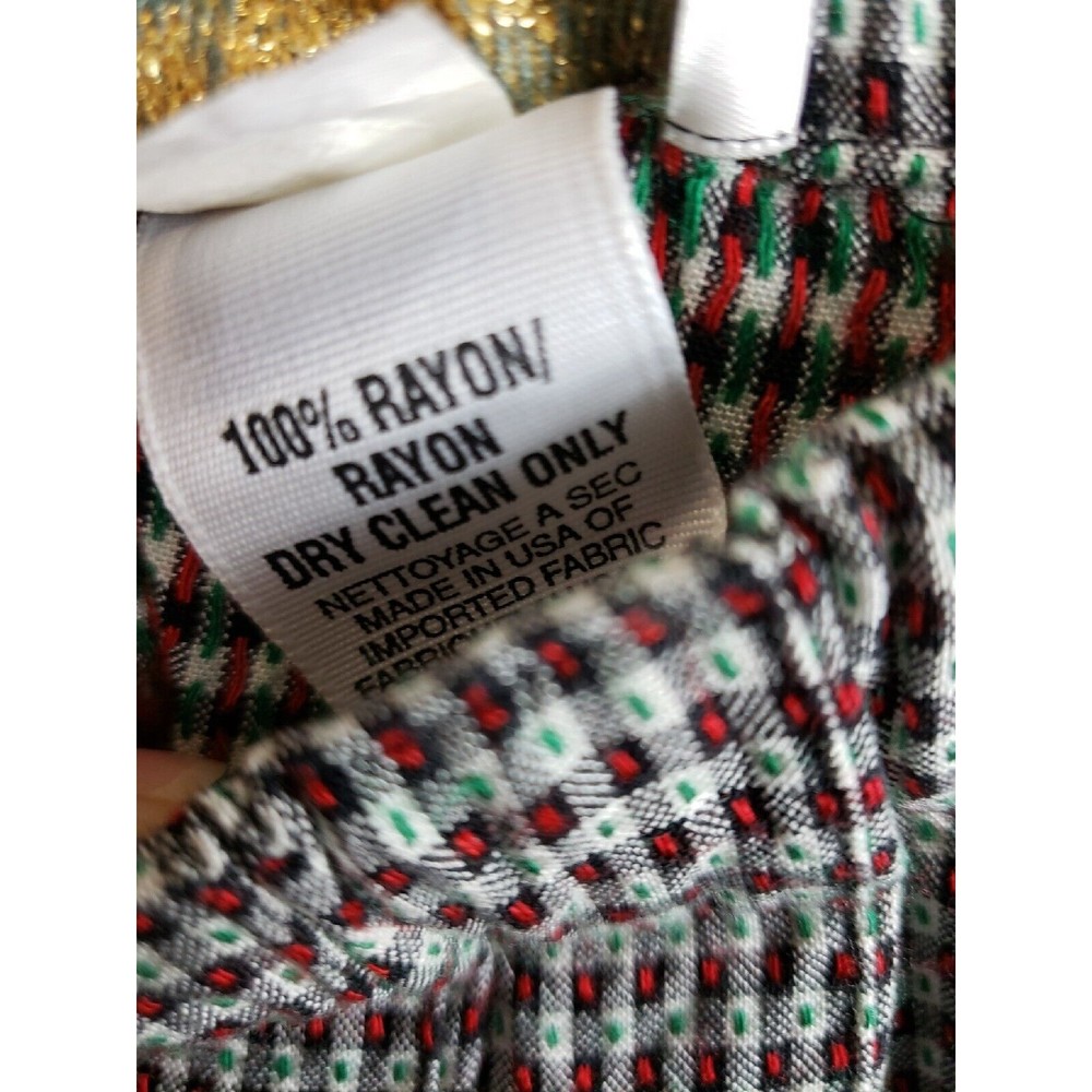 MARISA CHRISTINA WOMEN'S sz large red green checks Pleated Midi Skirt elastic - Picture 4 of 8